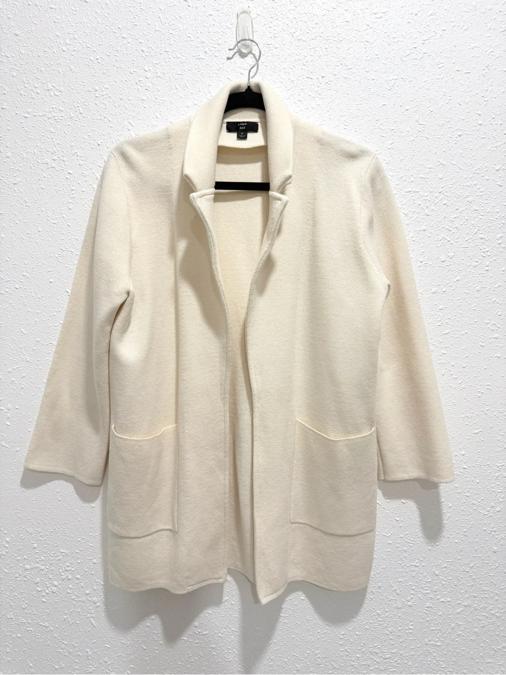 J. Crew 365 cotton merino wool polyester blend Cream Relaxed Open-Front Blazer S